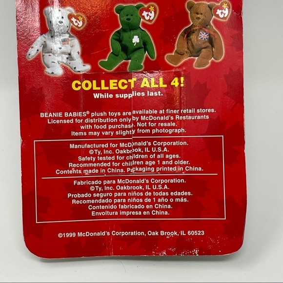 Maple The Bear McDonalds Beanie Baby Canada Collectibles Never Opened - Picture 5 of 6
